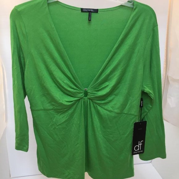 Daisy Fuentes lightweight green deep V top - Picture 1 of 6